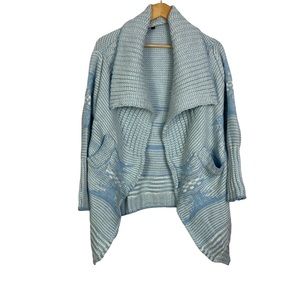 Love stitch waterfall Sweater Cardigan cascading drape big Lapel Size Medium